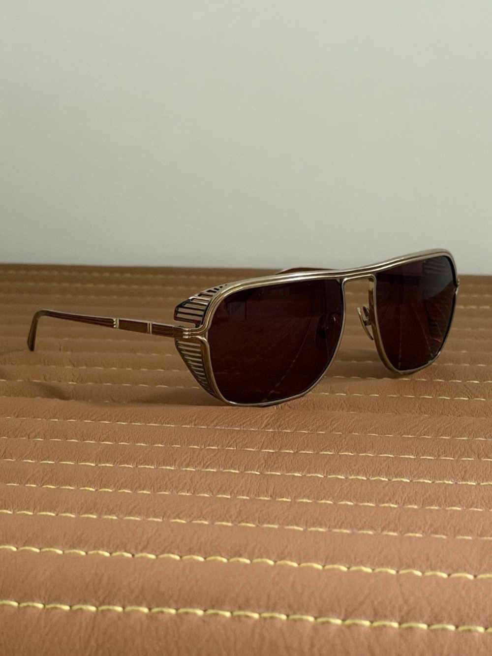 Ferrari Gold Framed Sunglasses with Red Lenses - FH1014T